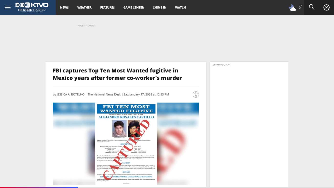 FBI captures Top Ten Most Wanted fugitive in Mexico years after former co-worker's murder