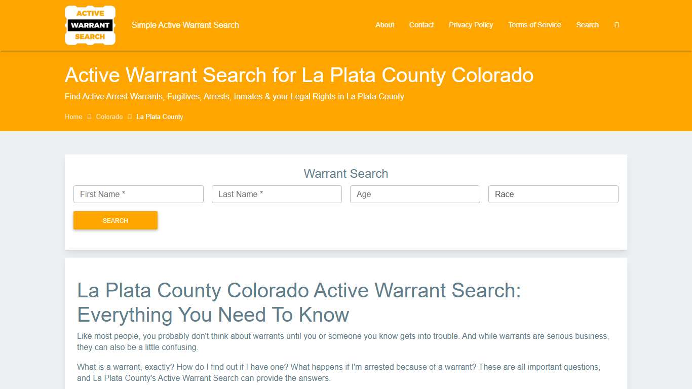 Active Warrant Search in La Plata County Colorado - Outstanding Warrants